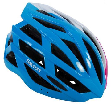 Salutoni Fietshelm Unisex 54-58 Cm Blauw/Roze/Wit - Azes shopping