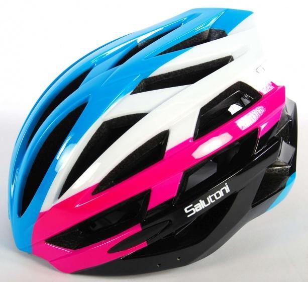 Salutoni Fietshelm Unisex 54-58 Cm Blauw/Roze/Wit - Azes shopping