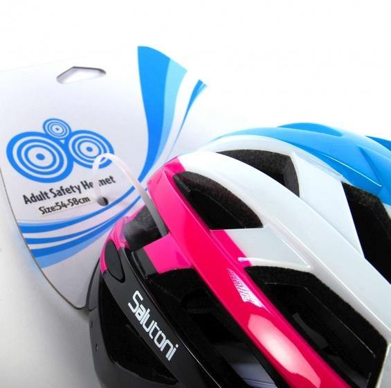 Salutoni Fietshelm Unisex 54-58 Cm Blauw/Roze/Wit - Azes shopping